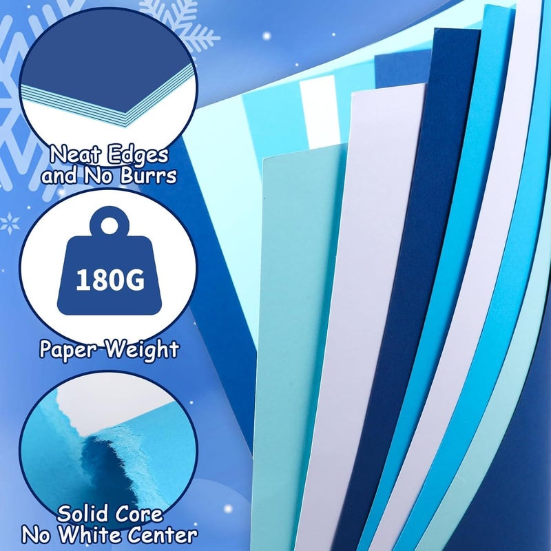 JULBEAR 30 Sheets Blue Cardstock, 8.5 x 11 Inch 180g Winter Navy Colored Cardstock Blue Construction Pastel Paper Kids Adults Winter Christmas DIY Arts Crafts Copy for School Office Home Supplies - Image 3